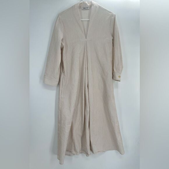 max & moi Dresses & Skirts - Max & Moi Paris Beige Striped Dress V-Neck Size EUR 40 US L